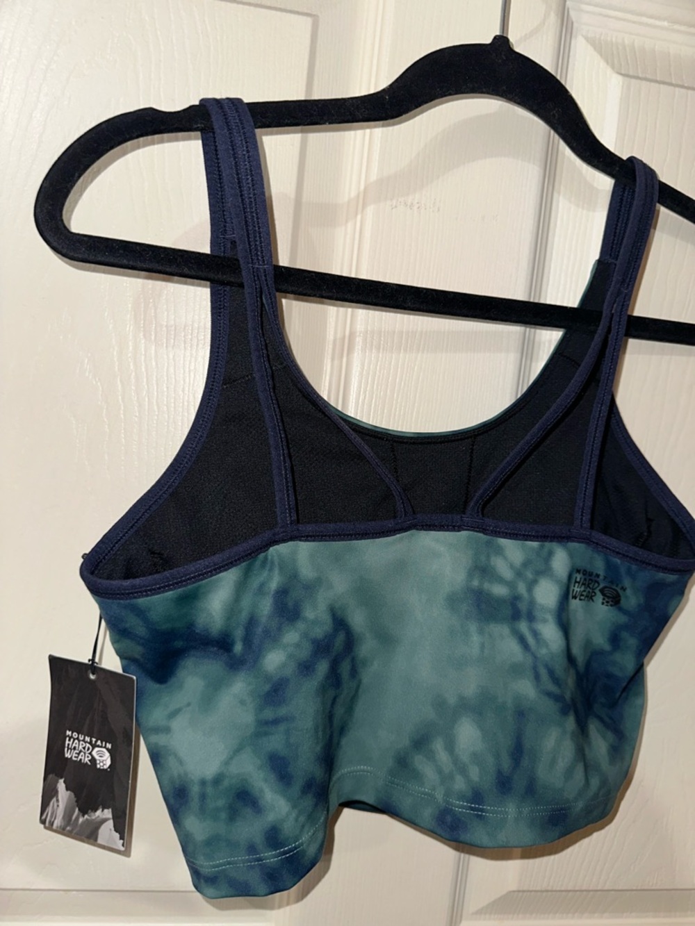 Mountain Hardware Yuba trail cami Tie-Dye sports Bra Blue Green S NWT - Picture 6 of 6